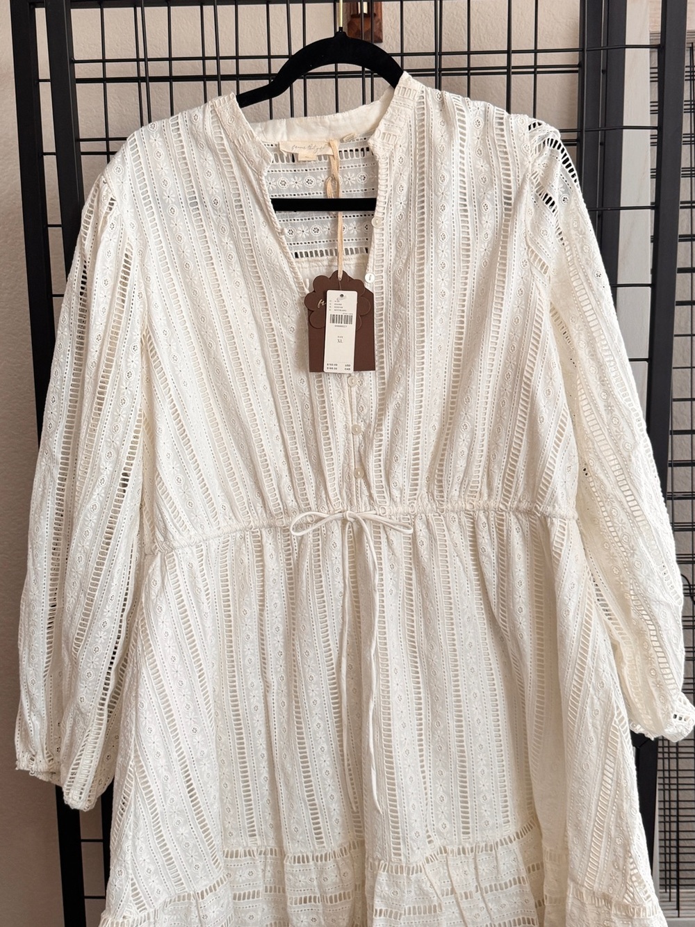 Anthropologie White Lace Eyelet Peasant Tunic